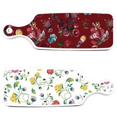 로엠디자인 上菜砧板 2件組 浪漫纖長玫瑰套組, 浪漫纖長玫瑰, 紫色花卉圖案, 1套