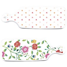 Loem Design 上菜砧板 2入 浪漫玫瑰套組, 浪漫玫瑰, 杏黃色三角圖案, 1套