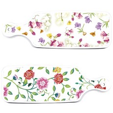 ROEM DESIGN 上菜砧板 2件組 浪漫玫瑰套裝, 浪漫玫瑰, 浪漫青紫色花卉, 1套