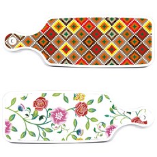 Roem Design 上菜板 2件組 浪漫玫瑰套組, 浪漫玫瑰, 格紋線條菱格, 1套