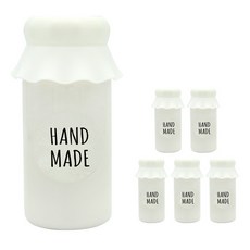 DONNA&DECO 可愛造型瓶蓋水瓶 6入+HomeMade字樣透明貼紙 6入, 白色, 200ml