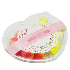 DONNA&DECO 心型雙格透明外帶盒 10入+蓋子 10入+櫻花韓文貼紙 粉色 10入+花朵圓形裝飾 10入, 1組, 10入