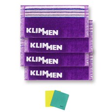 KLIMMEN 文字印花條紋運動毛巾 4入+德國抹布 2入 隨機出貨, 紫色的, 1套