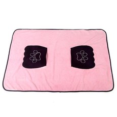 BUYSELL 腳印圖案口袋寵物浴巾, 粉色的