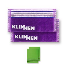 Songwol 松月 KLIMMEN條紋運動毛巾 2入+搓澡巾 2入, 紫色的, 1套