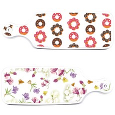 Roem Design 上菜板 2件組 浪漫青瓷floral 套組, 浪漫青瓷floral, 巧克力甜甜圈, 1套