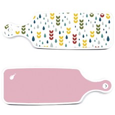 Roem Design 上菜砧板 2件組 粉紅色套組, 粉紅色, 雨水與新芽圖案, 1套