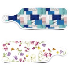 Loem Design 上菜砧板 2入 浪漫青瓷floral套組, 浪漫青瓷floral, 藍色格紋, 1套
