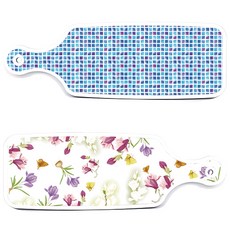 Roem Design 上菜砧板 2件 浪漫青瓷紫花卉 套組, 浪漫青瓷紫花卉, 藍色花磚, 1套