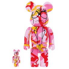 Kinky Robot 400%+100%BEARBRICK ANDY WARHOL CAMO VER公仔, 1套