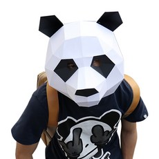 PARTY COSTUME 紙製熊貓頭套 ROMK8001, 黑色的