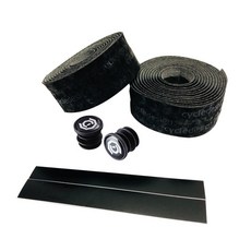 Cycle Design VELVET 自行車車手帶 2入 + 車手把塞 2入 + 收尾膠帶 2入, 黑色 + 黑色 Logo, 1套