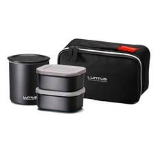 아스벨 보온 도시락 세트 가로형 3236 820ml, Black, 1세트