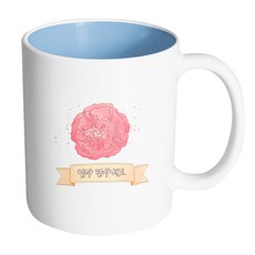 HAND-FACTORY 康乃馨花束 媽媽謝謝您 馬克杯, 內部粉彩藍色, 1個