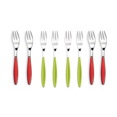 guzzini 餡甜品叉紅色4p+綠色4p 15.5cm, 混色, 1套