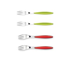 구찌니 필링 디저트포크 레드 2p + 그린 2p 15.5cm, 혼합 색상, 1세트
