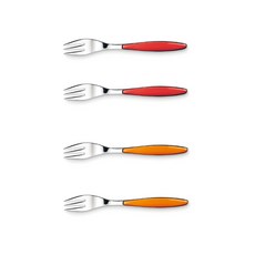 구찌니 필링 디저트포크 오렌지 2p + 레드 2p 15.5cm, 혼합 색상, 1세트