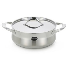 雙耳不鏽鋼淺湯鍋, 直徑24cm*高10.5cm, 單色