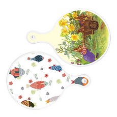 Loem Design 上菜砧板 2入 CasaRomeo 花壇圓形組, CasaRomeo花壇圓形, 魚圖案圓形, 1套