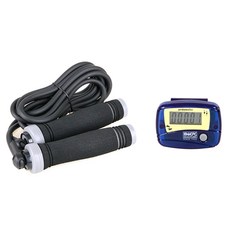 BODY SCULPTURE 軟式跳繩+身體計步器, 黑色（跳繩）、藍色（計步器）