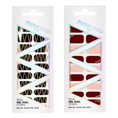 BABACOCO 凝膠美甲貼片組 混搭Techno + 混搭曲線水晶, 1.時尚黑, 1.酒紅色, 1個