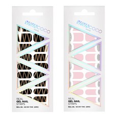 Barbacoco Gel Nail Strip 貼紙套組 Mix Match Techno + Mix Match Luna Glitter, 1 Chic Black+2 Baby Pink, 1組