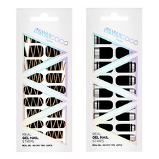 Babacoco 凝膠指甲貼片貼紙組 混搭Techno + 混搭鏡面, 1.時尚黑, 3.黑色, 1個