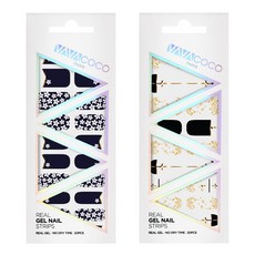 바바코코 젤네일 스트립 스티커 세트 믹스매치 플라워가든 + 믹스매치 시크스타, 8.네이비, 1.골드블랙, 1개