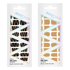 BABAKOKO 凝膠指甲貼片組 混搭科技 + 混搭月牙亮片, 混搭科技 時尚黑, 混搭月牙亮片 棕色, 1個