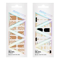 BABACOCO 凝膠美甲貼片組 混搭花園 + 混搭時尚星星, 5.沙漠沙, 1.金黑色, 1個