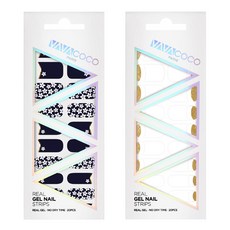 babacoco 凝膠美甲貼片套組 混搭花園 + 混搭月牙亮片, 8.海軍蓝, 4.白色, 1個