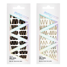 Babacoco 凝膠美甲條狀貼紙 混搭Techno 2入組, 1.個性黑, 3.白色, 1個