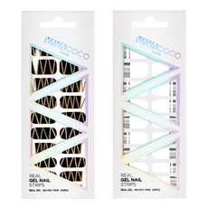 BABACOCO 凝膠美甲貼片組 混搭Techno + 混搭鏡面, 1.時尚黑, 2.白色, 1個