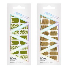 바바코코 젤네일 스트립 스티커 세트 믹스매치 플라워가든 + 믹스매치 테크노, 7.카키, 4.모던브라운, 1개