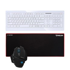 라이센스LG 프리미엄 멀티 USB 키보드 + 리줌 G-FACTOR 게이밍 마우스 + 와이드 마우스패드, K-1200(키보드), Z5(마우스), V3(패드), 화이트(키보드)
