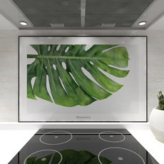 웰룸 주방아트보드 L 855 x 600 mm 몬스테라2, 그린, 1개