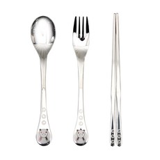 RAONNURI 孩童餐具組 湯匙+筷子+叉子, 混色