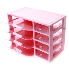 Harakorea 多用途A4文件整理盒 4層, 粉紅色, 1個