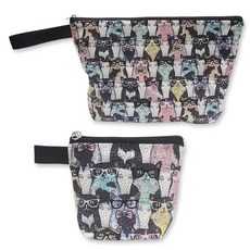 北歐風圖案防水藥袋+收納袋2入組, 貓咪款