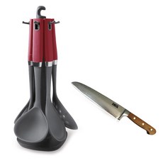 DHK 실리콘 조리기구 7종 그레이 + 대나무 핸들 식도, 혼합 색상, 1개