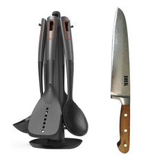 DHK 나일론 조리기구 7종 + 대나무 핸들 식도, 혼합 색상, 1개