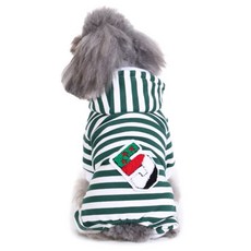 BK 寵物狗條紋連帽衫, 綠色