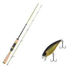 Aomax蘇門答臘曲柄餌路亞竿 S-602UL+Damiki Mu 45 SP硬餌 236H BLACK GOLD HOLO+收納包, 1套