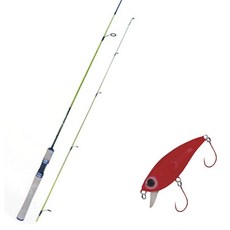 Won Da Ye Green Spinning路亞竿 602UL+Damiki Mu 45 SS硬餌 209P WHITE SPOT RED+盒子, 1套