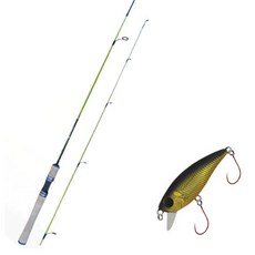 Won Da Ye Green Spinning路亞竿 602UL+Damiki Mu 45 SS硬餌 236H BLACK GOLD HOLO+盒子, 1套