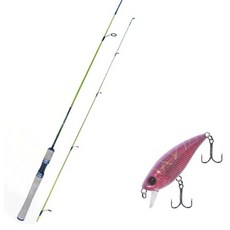 Won Da Ye Green Spinning路亞竿 602UL+Damiki Mu 45 SP硬餌 228H SPINE ILLUSION+盒子, 1套