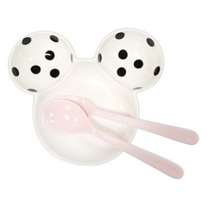 아트웨어 큐티 나눔 접시 도트 + 컬러 스푼 + 포크, 랜덤 발송, 1세트