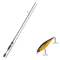 Youngkwu產業Blue Force Starzen擬餌竿 S63L+Damiki Joker 65硬餌 236H BLACK GOLD HOLO+收納包, 1套