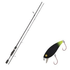 Youngkwu產業Blue Force Starzen擬餌竿 S63L+Damiki Mu 45 SS硬餌 009-1 GREEN TAIL BLACK+收納包, 1套