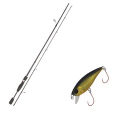 Youngkwu產業Blue Force Starzen擬餌竿 S63L+Damiki Mu 45 SS硬餌 236H BLACK GOLD HOLO+收納包, 1套